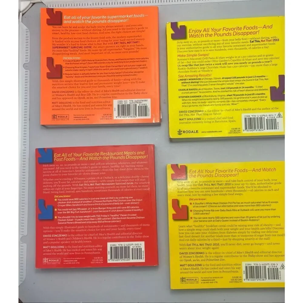 Eat This Not That Book Lot of 4 by David Zinczenko Weight Loss Diet Survival Gui